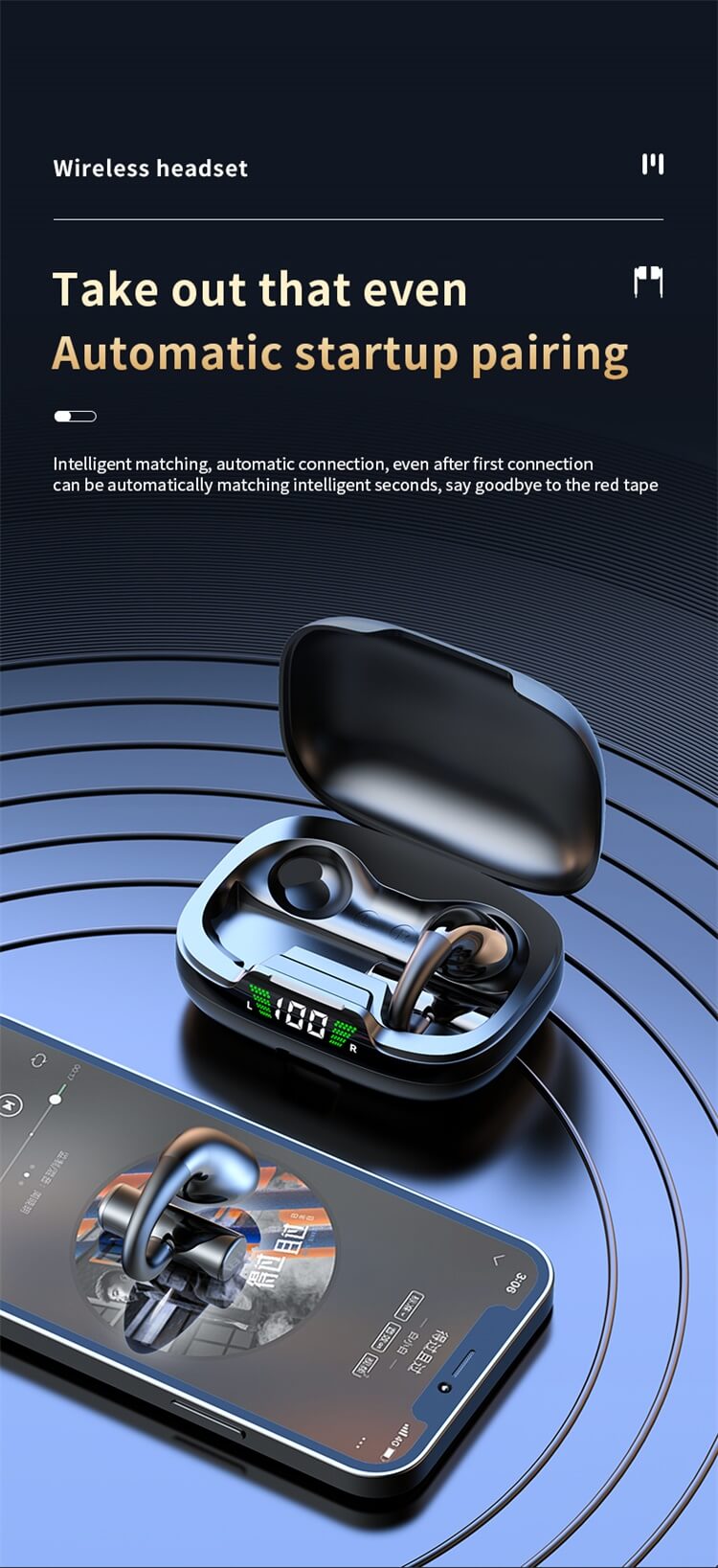 JR03 Écouteurs HiFi Sound Shock Type d'oreille Casque sans fil Longue durée de vie de la batterie-Shenzhen Shengye Technology Co., Ltd