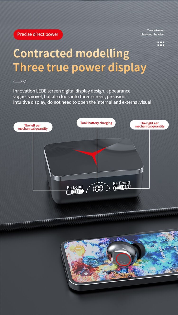 M90 Earbuds Low Latency Strong Power Reserve LED Digital Display-Shenzhen Shengye Technology Co. Ltd