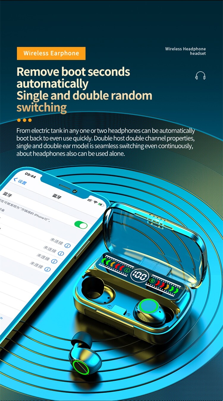 M100 Earbuds Intelligent LED Digital Display High Capacity Rechargeable Tank CVC Noise Reduction-Shenzhen Shengye Technology Co. Ltd
