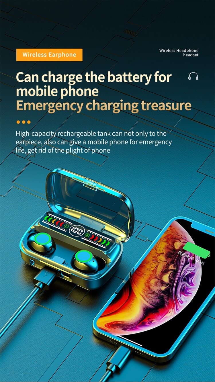 M100 Earbuds Intelligent LED Digital Display High Capacity Rechargeable Tank CVC Noise Reduction-Shenzhen Shengye Technology Co. Ltd