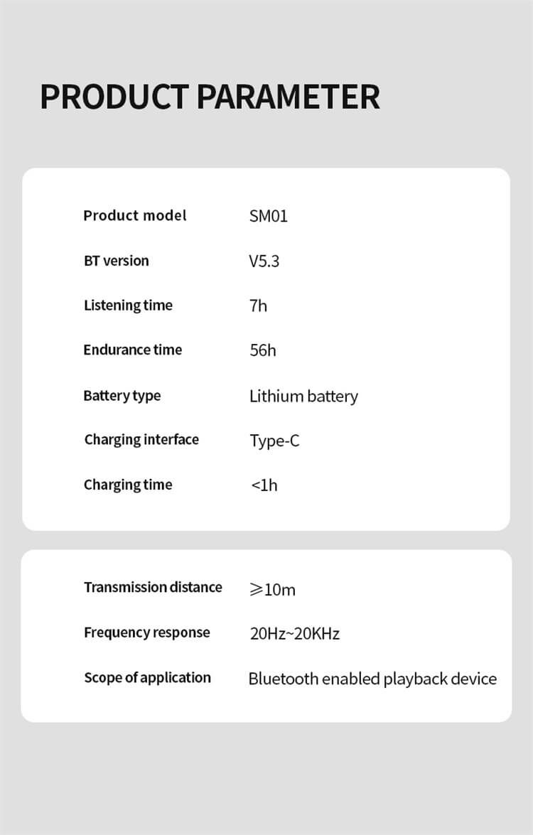 SM01 Earbuds Light And Weightless Wear 24 Hours Long Endurance Large Battery Capacity-Shenzhen Shengye Technology Co. Ltd