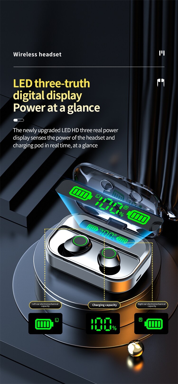 TG07 Earbuds Clear Communication LED Three-Truth Digital Display Large Capacity Charging Box-Shenzhen Shengye Technology Co. Ltd