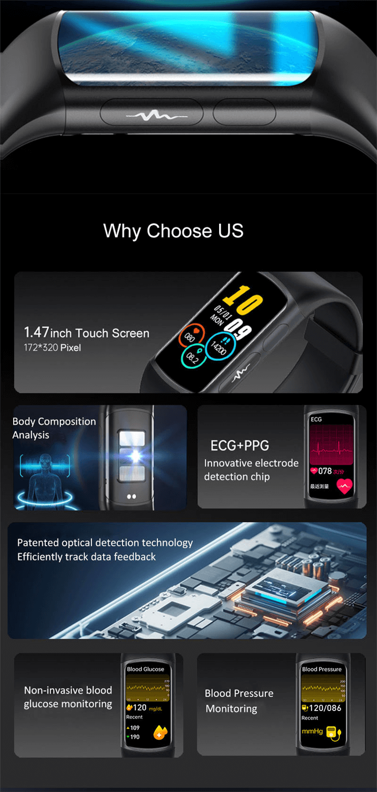 H8 Smartwatch ECG Testando Pulseira de Monitoramento Saudável Múltiplos Modos de Movimento-Shenzhen Shengye Technology Co., Ltd