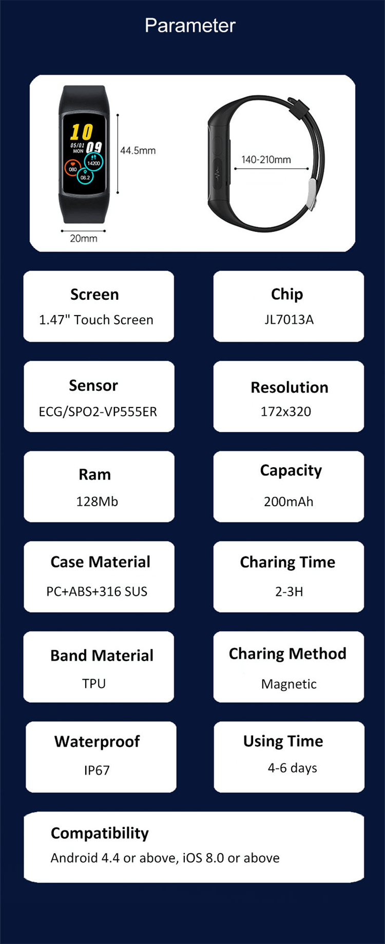 H8 Smartwatch EKG-Tests Gesundes Überwachungsarmband Mehrere Bewegungsmodi-Shenzhen Shengye Technology Co.,Ltd