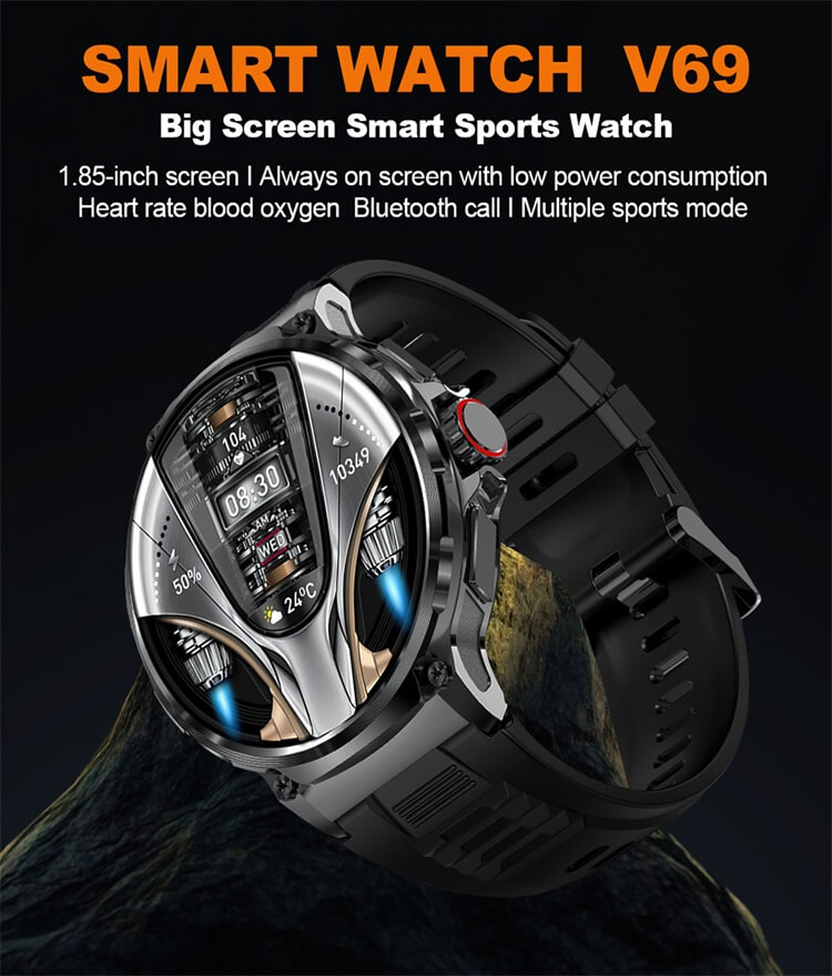 Montre connectée V69, très grand écran de 1,85 pouces, capacité de la batterie de 710 Mah, différents styles de sangles, sélection-Shenzhen Shengye Technology Co., Ltd