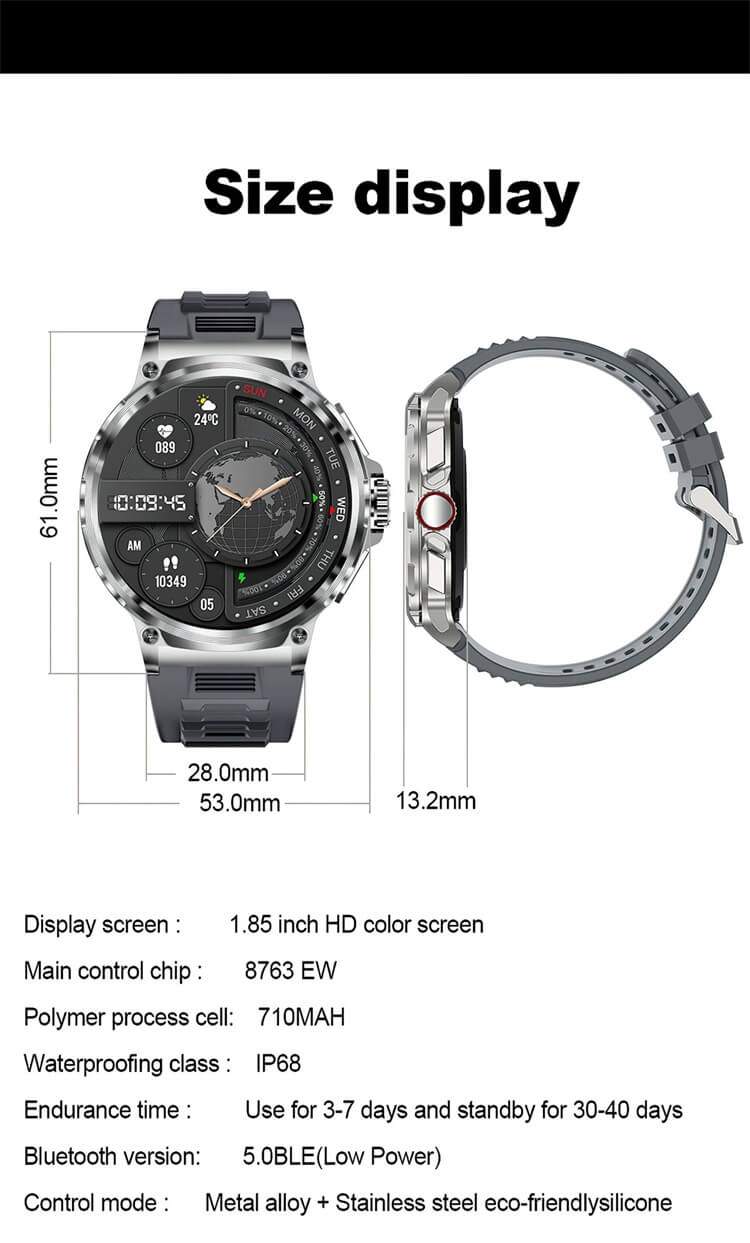 V69 Smartwatch 1.85 인치 초대형 화면 710 Mah 배터리 용량 다양한 스타일 스트랩 선택-Shenzhen Shengye Technology Co.,Ltd