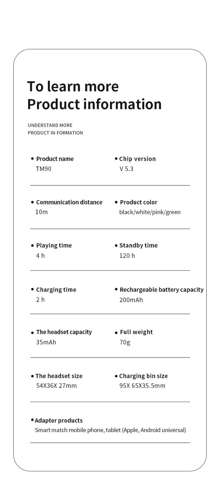 TM90 Earbuds ANC Noise Reduction 24 Hours Endurance 60ms Low Latency-Shenzhen Shengye Technology Co. Ltd