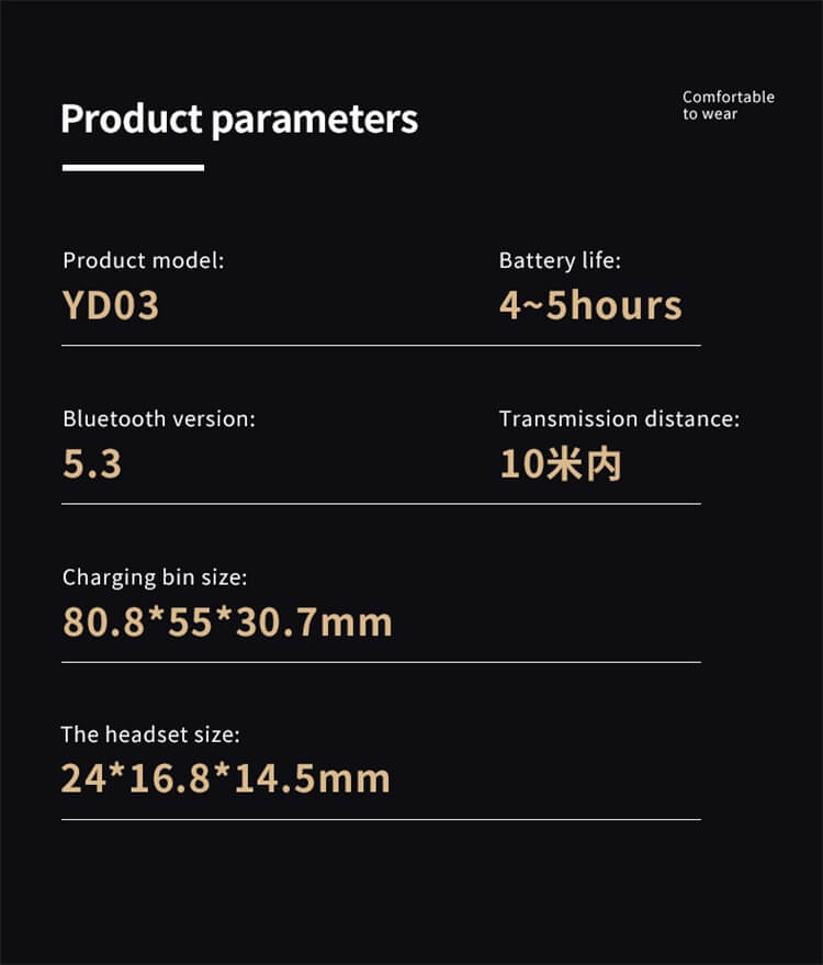 YD03 Słuchawki douszne LED Inteligentny wyświetlacz cyfrowy Kabina ładująca o dużej pojemności Niskie opóźnienie-Shenzhen Shengye Technology Co., Ltd