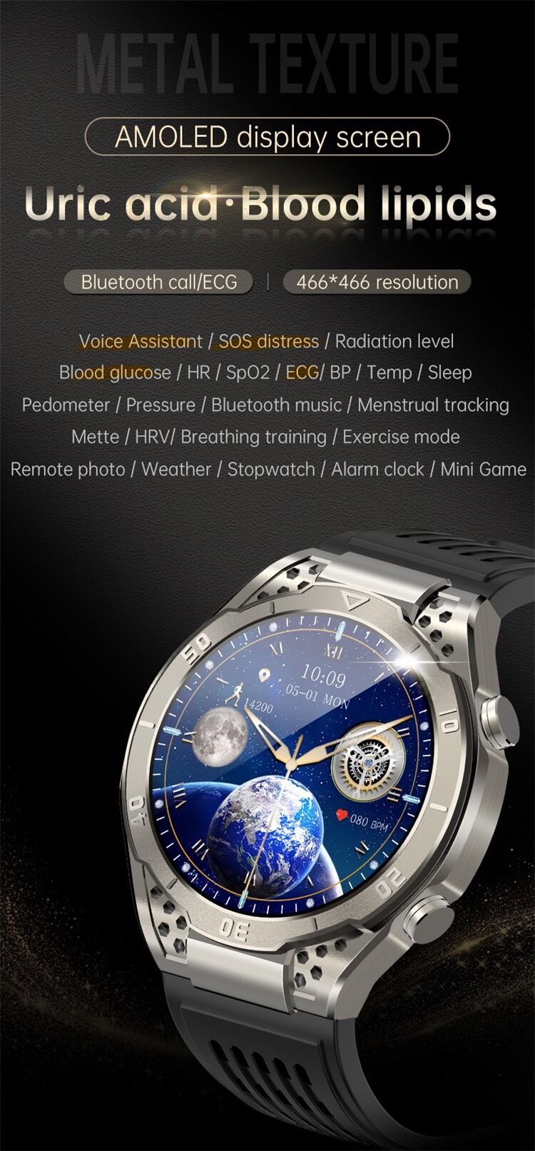 JA01 Smartwatch 1,43-calowy ekran AMOLED Testowanie elektrokardiogramu Bluetooth Call-Shenzhen Shengye Technology Co., Ltd