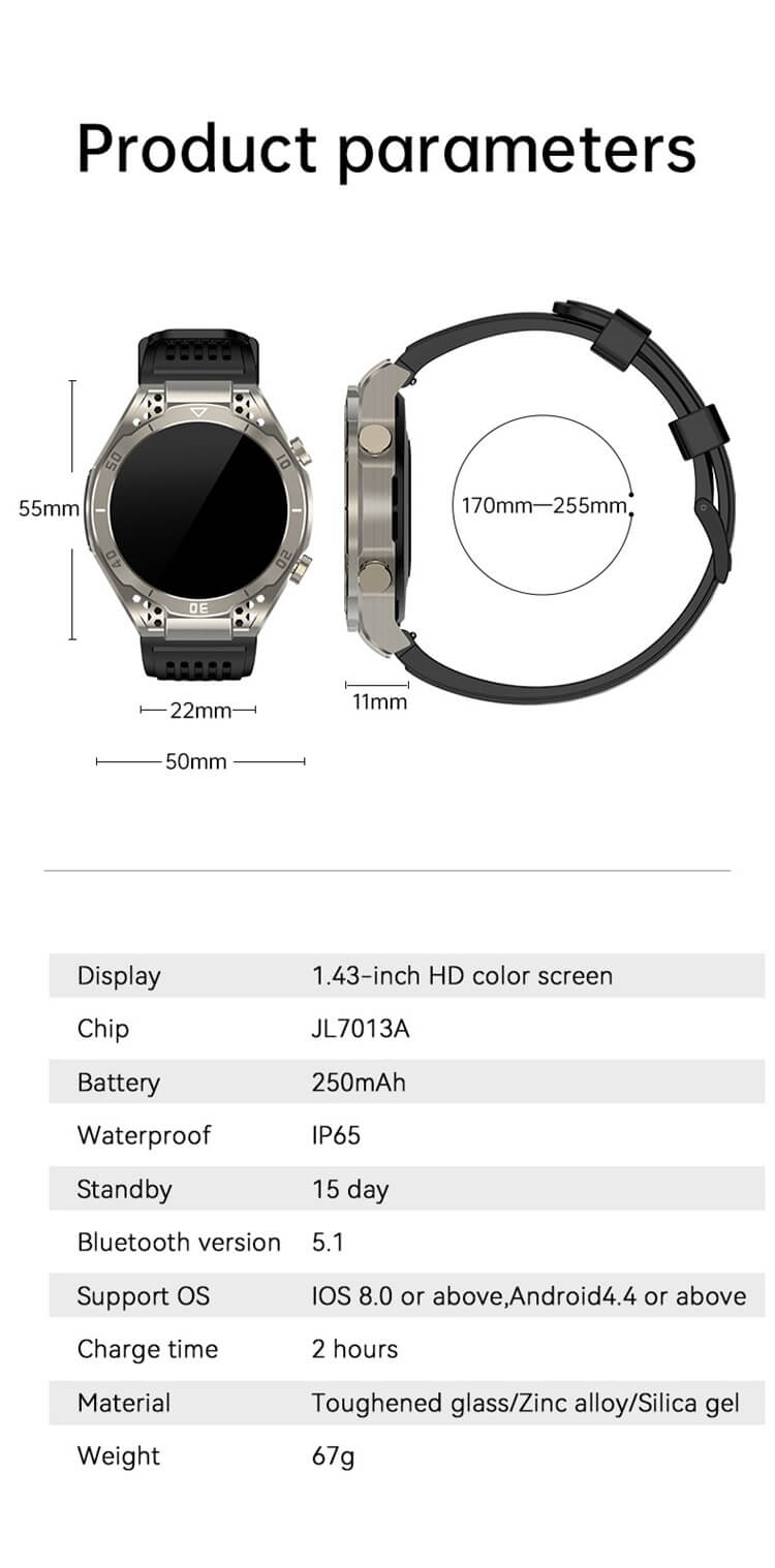 JA01 Smartwatch Schermo AMOLED da 1,43 pollici Test elettrocardiogramma Chiamata Bluetooth-Shenzhen Shengye Technology Co., Ltd