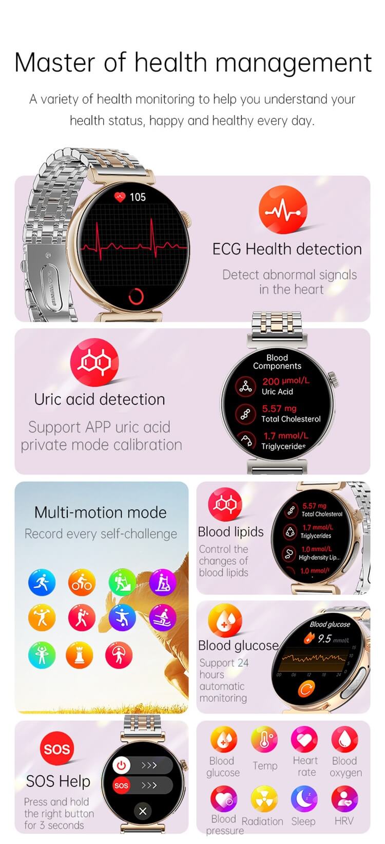 JA02 Smartwatch 1,28 Zoll AMOLED-Bildschirm EKG-Gesundheitserkennung Bluetooth-Anruf-Shenzhen Shengye Technology Co.,Ltd