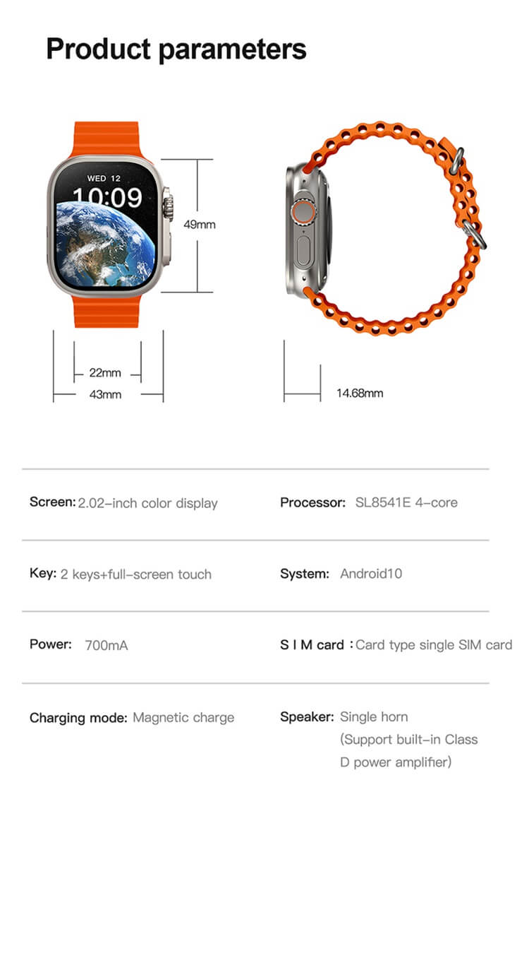 Smartwatch X8 4G/5G Pełna sieć HD Dostęp do połączeń Kompas Kierunek pozycjonowania Mocna pojemność baterii-Shenzhen Shengye Technology Co., Ltd