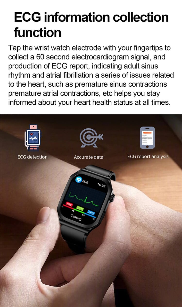 ET280 Smartwatch test d'électrocardiogramme surveillance de la glycémie appel d'urgence SOS-Shenzhen Shengye Technology Co., Ltd