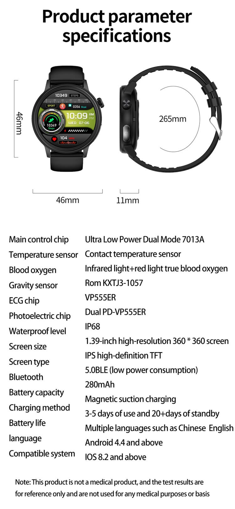 ET470 Smartwatch 1.39 pollici IPS Full Touch Screen ad alta definizione Monitoraggio elettrocardiogramma-Shenzhen Shengye Technology Co., Ltd
