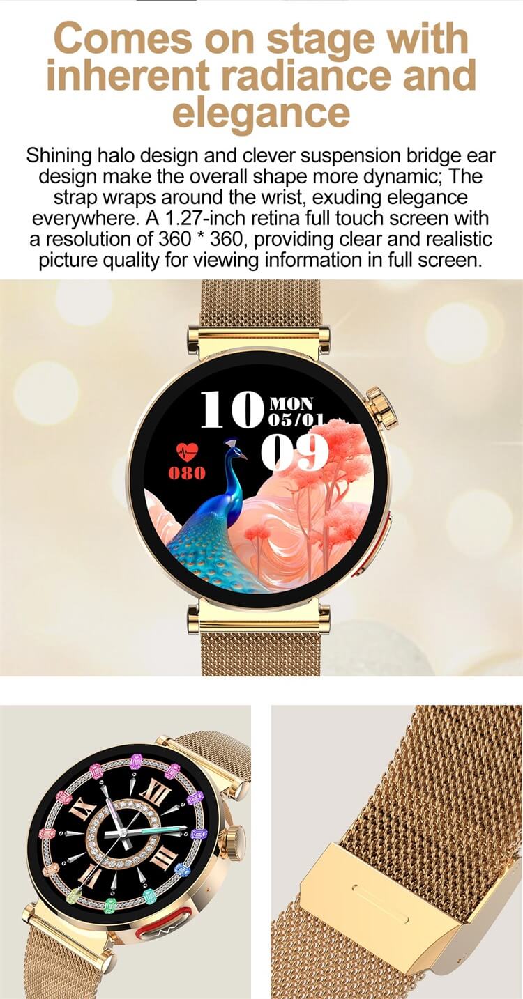 ET490 Smartwatch Γυναικείο ρολόι υγείας Ακριβής παρακολούθηση ΗΚΓ Σχεδιασμός στρογγυλής εμφάνισης-Shenzhen Shengye Technology Co.,Ltd