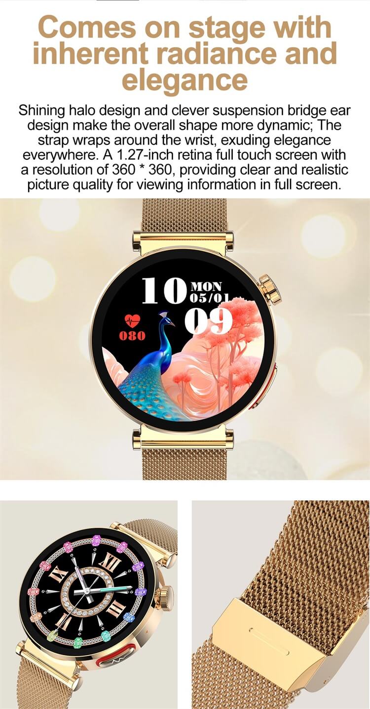 ET490 Smartwatch Montre de santé pour femmes Surveillance ECG précise Conception d'apparence ronde-Shenzhen Shengye Technology Co., Ltd