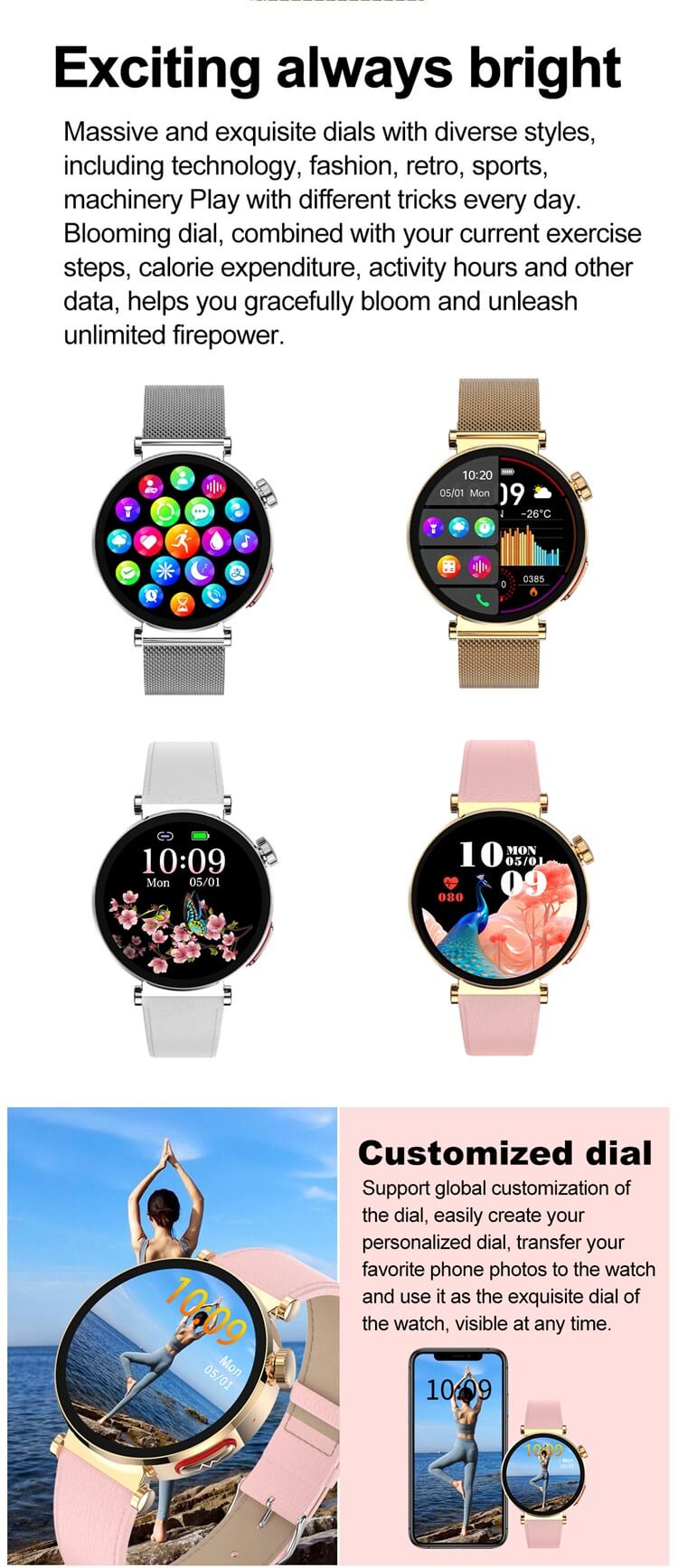 ET490 Smartwatch Montre de santé pour femmes Surveillance ECG précise Conception d'apparence ronde-Shenzhen Shengye Technology Co., Ltd