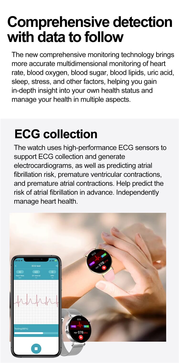 ET490 Smartwatch Montre de santé pour femmes Surveillance ECG précise Conception d'apparence ronde-Shenzhen Shengye Technology Co., Ltd