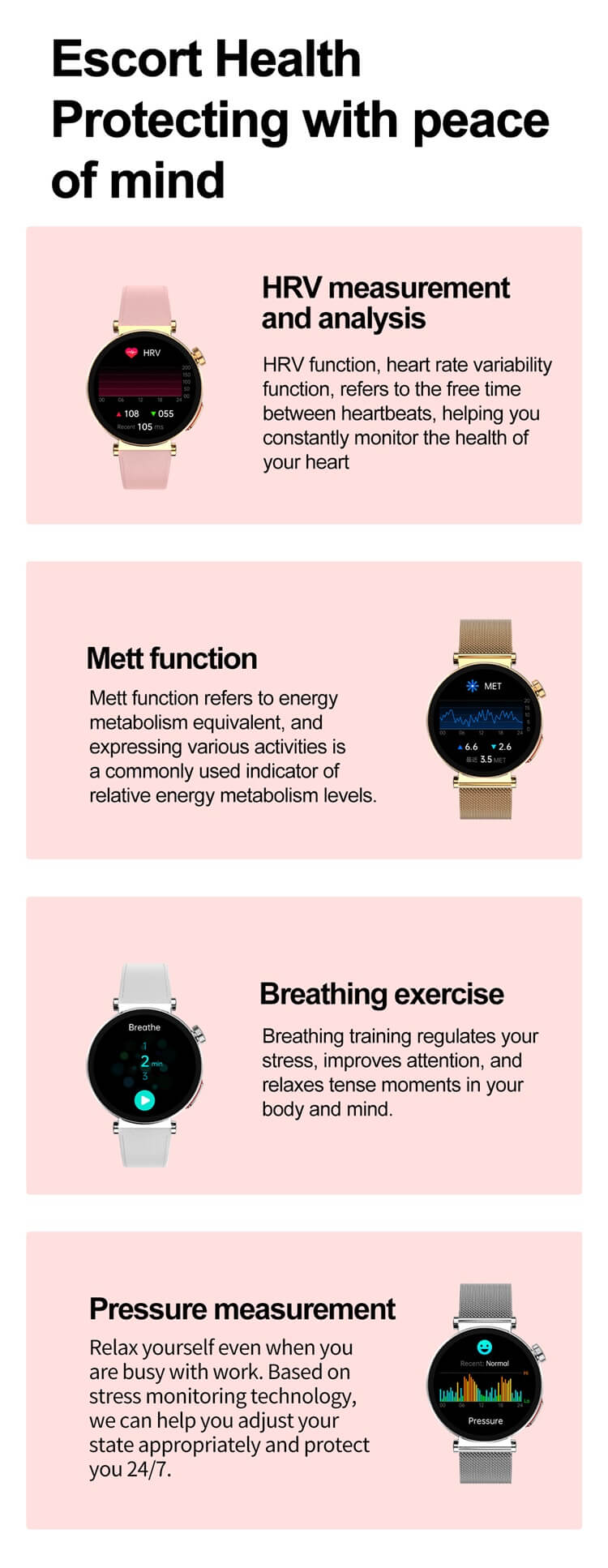 ET490 Smartwatch Montre de santé pour femmes Surveillance ECG précise Conception d'apparence ronde-Shenzhen Shengye Technology Co., Ltd