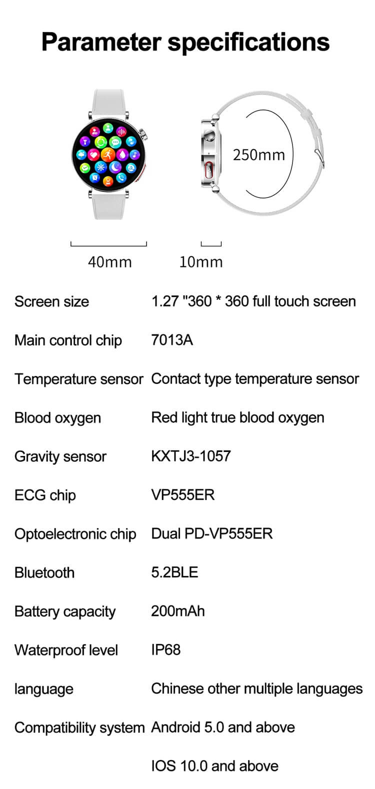 ET490 Smartwatch Montre de santé pour femmes Surveillance ECG précise Conception d'apparence ronde-Shenzhen Shengye Technology Co., Ltd