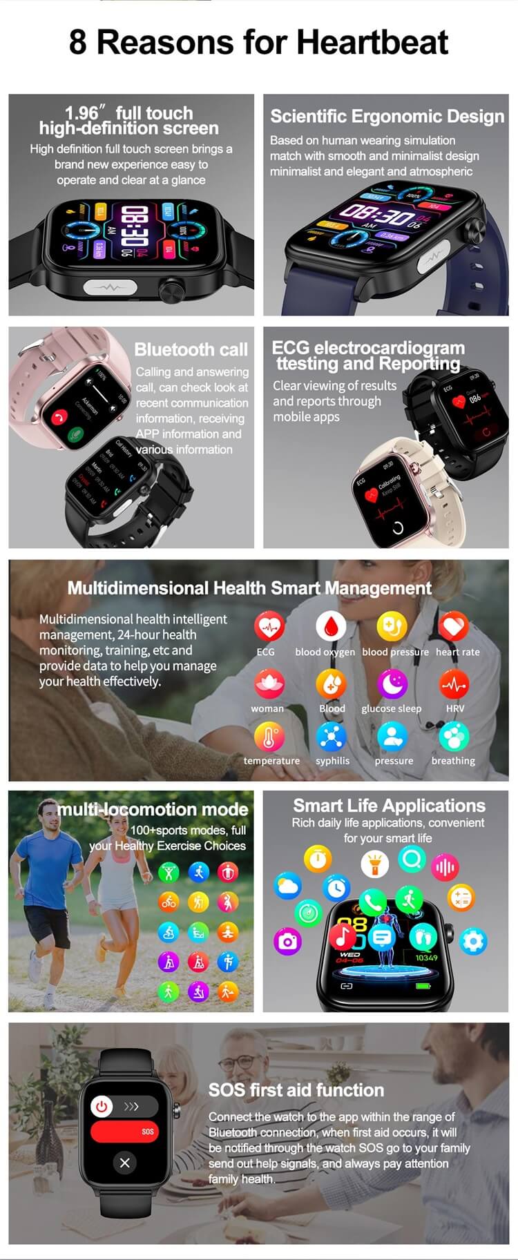 ET570 Smartwatch1,96 Zoll großer Bildschirm Professionelle EKG-Funktion Mehrere Trainingsmodi-Shenzhen Shengye Technology Co.,Ltd