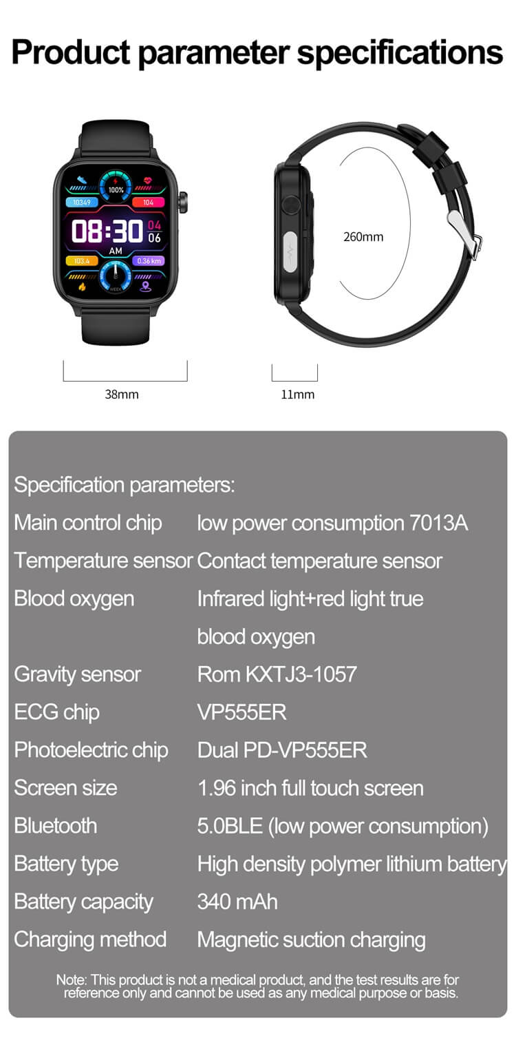 ET570 okosóra 1,96 hüvelykes, nagy képernyős, professzionális EKG funkció, többféle edzésmód – Shenzhen Shengye Technology Co., Ltd.