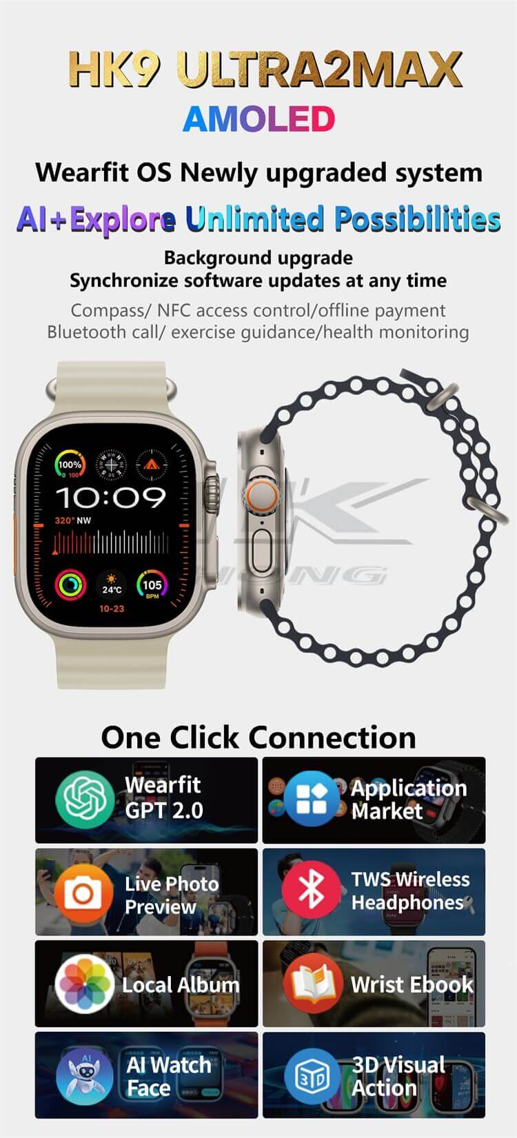 HK9 Ultra2 Max Smartwatch 2,02 Zoll großer AMOLED-Bildschirm Neuer Lingdong Island Bluetooth-Anruf-Shenzhen Shengye Technology Co.,Ltd