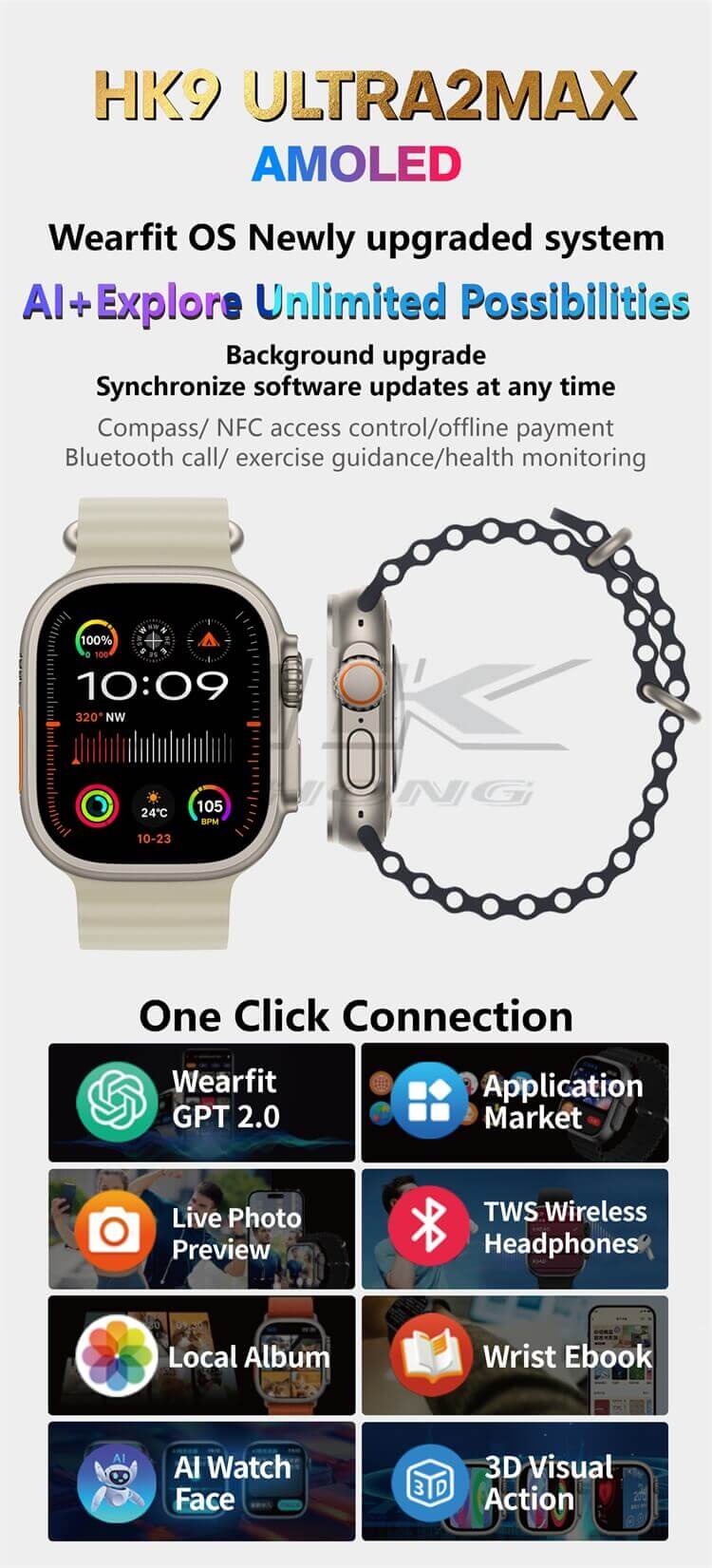 HK9 Ultra2 Max Smartwatch 2,02 pollici Ampio schermo AMOLED Nuova isola di Lingdong Chiamata Bluetooth-Shenzhen Shengye Technology Co., Ltd