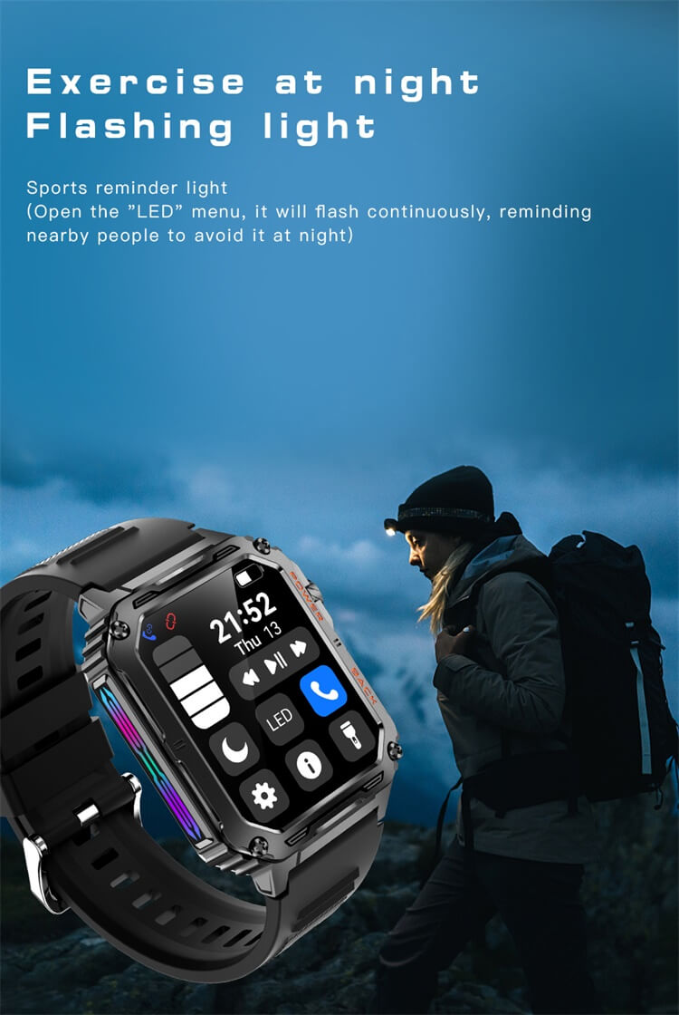 VD38 Smartwatch Zegarek do rekreacji na świeżym powietrzu Dynamiczny efekt świetlny LED Wsparcie Wodoodporność-Shenzhen Shengye Technology Co., Ltd