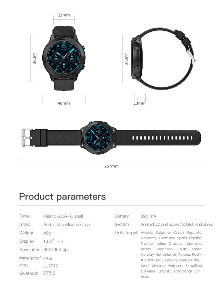 VS07 Smartwatch Pantalla HD de 1,52 pulgadas Batería de larga duración IP68 Efecto impermeable-Shenzhen Shengye Technology Co.,Ltd