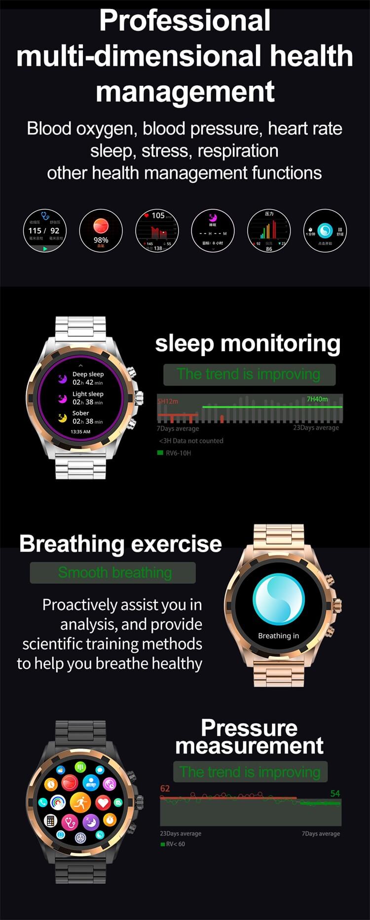 VS43 PRO Smartwatch 1.43 Inch AMOLED Screen Long Battery Life Fashion Stainless Steel Strap-Shenzhen Shengye Technology Co. Ltd