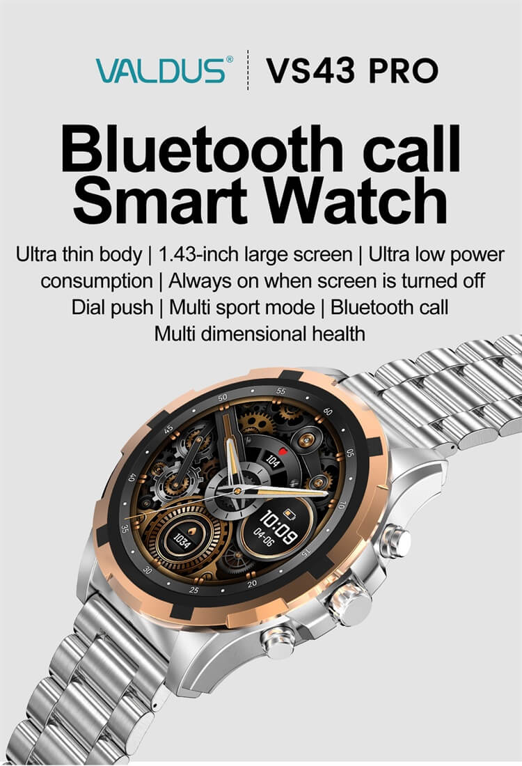 VS43 PRO Smartwatch 1.43 Inch AMOLED Screen Long Battery Life Fashion Stainless Steel Strap-Shenzhen Shengye Technology Co. Ltd