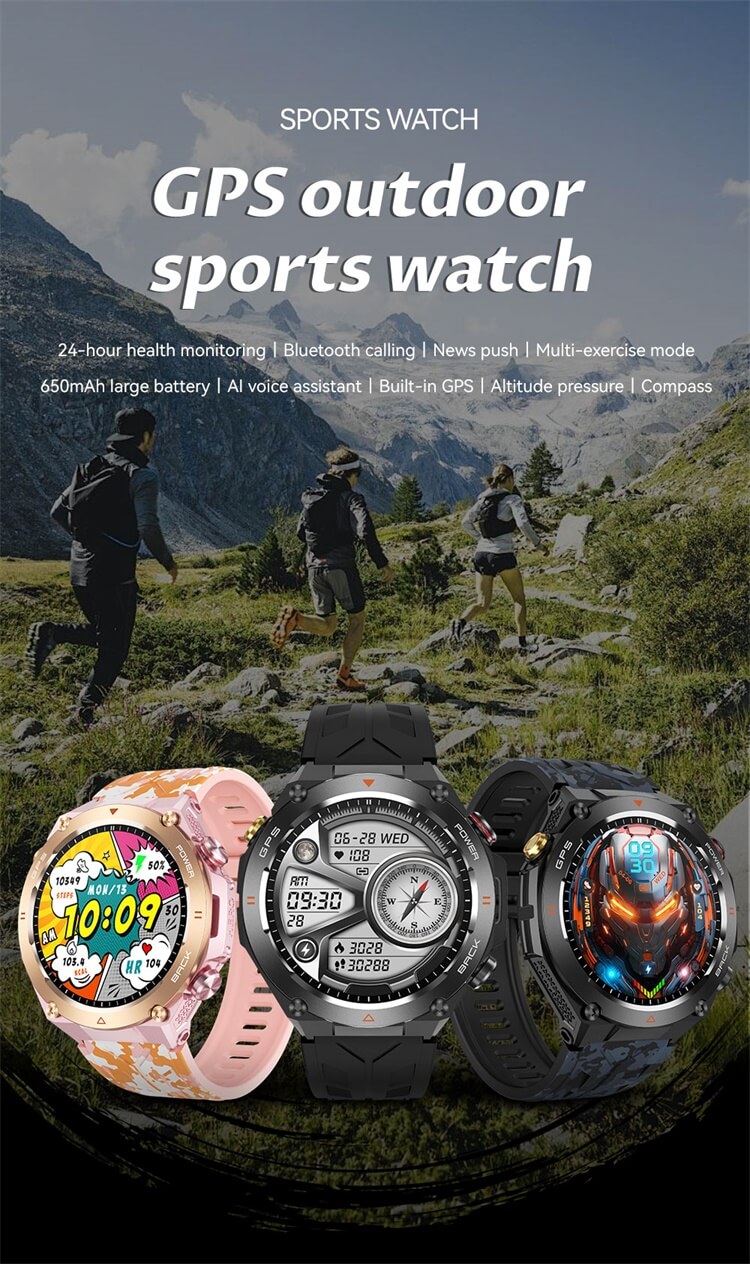 KC82 Smartwatch Dirección de posicionamiento GPS Reloj deportivo al aire libre Capacidad de batería fuerte-Shenzhen Shengye Technology Co., Ltd