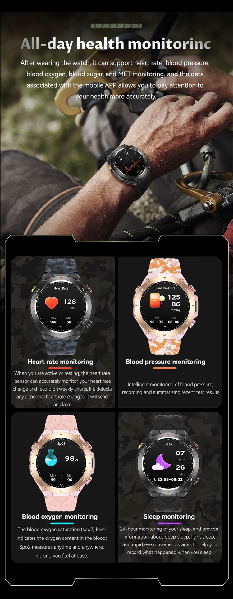 KC82 Smartwatch Dirección de posicionamiento GPS Reloj deportivo al aire libre Capacidad de batería fuerte-Shenzhen Shengye Technology Co., Ltd