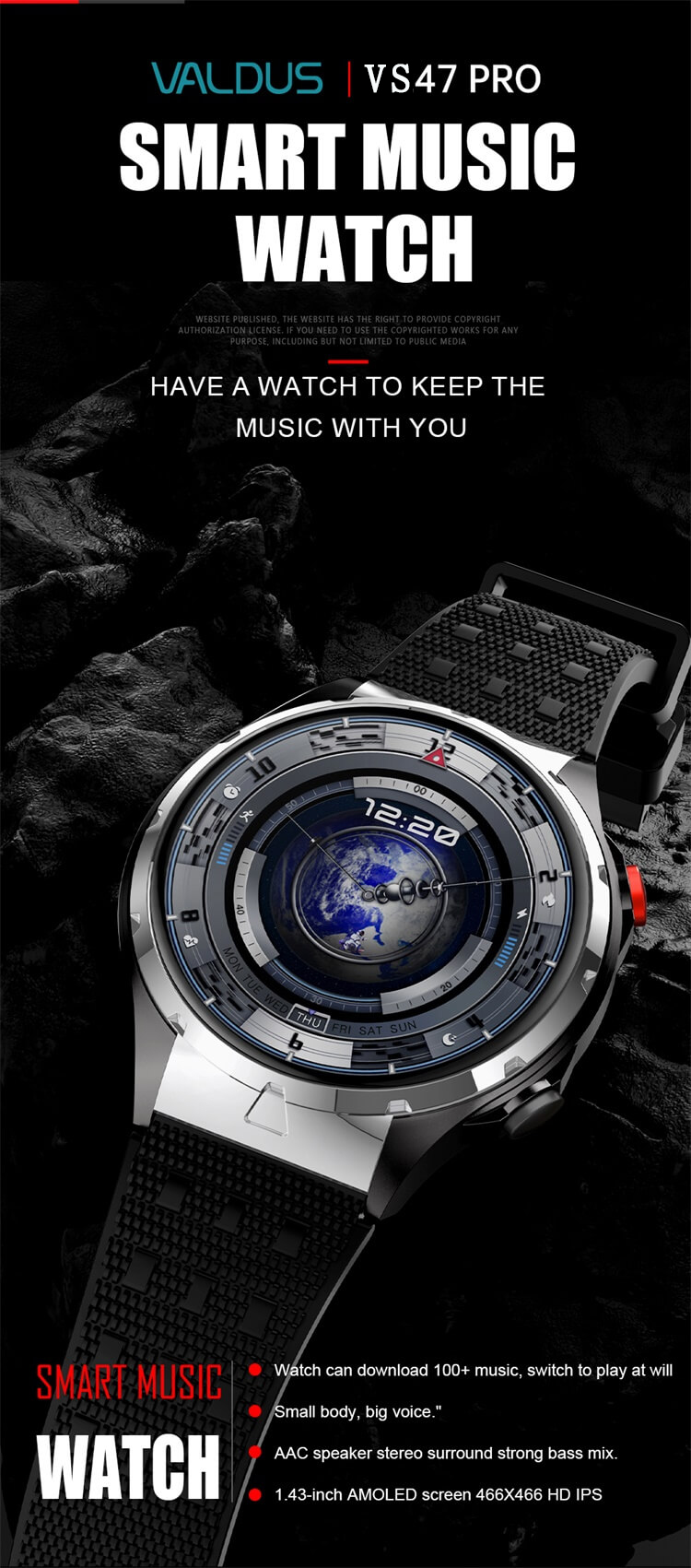 VS47 PRO Smartwatch 1.43 Inch AMOLED Screen Professional Sports Modes Various Straps Types Selection-Shenzhen Shengye Technology Co. Ltd