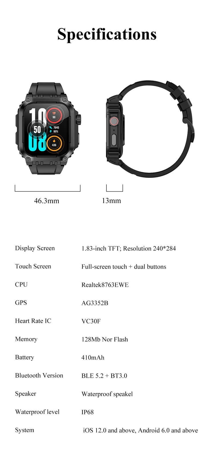 Reloj inteligente LG101 Pantalla grande de 1,83 pulgadas Posicionamiento preciso Batería potente Duración-Shenzhen Shengye Technology Co.,Ltd