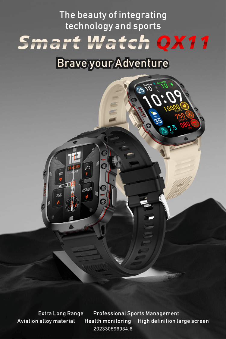 QX11 Smartwatch 1,96 inch groot kleurrijk scherm Professioneel sportmanagement Veelzijdige wijzerplaat-Shenzhen Shengye Technology Co.,Ltd