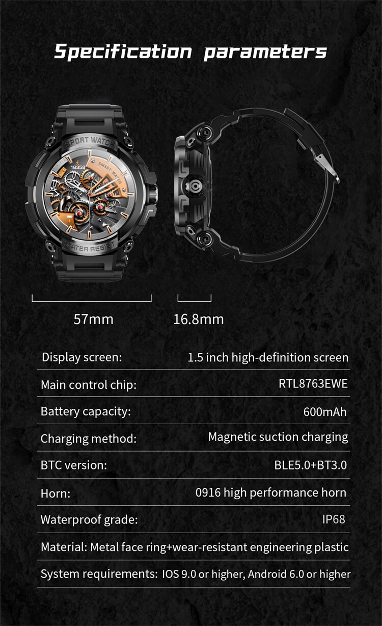 T90 Runde Smartwatch 1,5 Zoll High-Definition-Großbildschirm 600 mAh Akkukapazität Wasserdichter Effekt-Shenzhen Shengye Technology Co.,Ltd