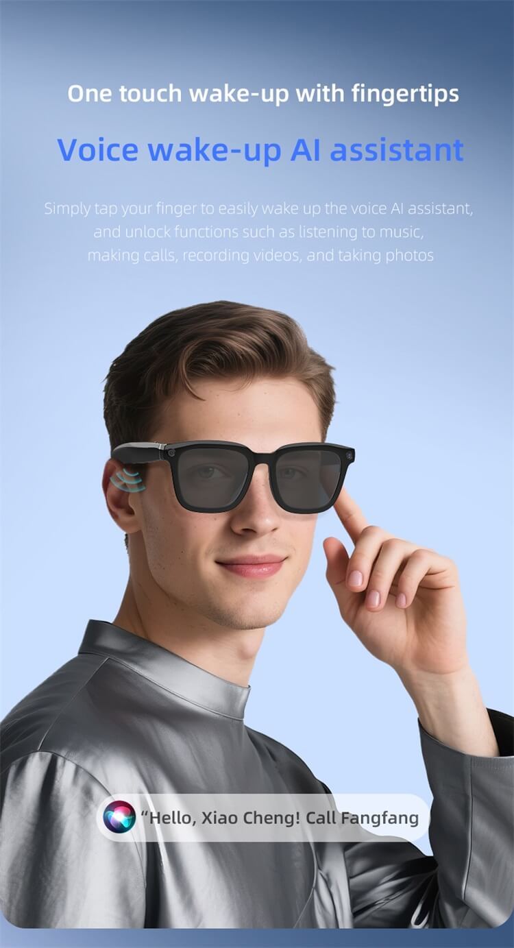 Lunettes Connectées Caméra AI 500W - Assistant Vocal Mains Libres, Traduction En Direct, Reconnaissance D'objets, Bluetooth 5.3