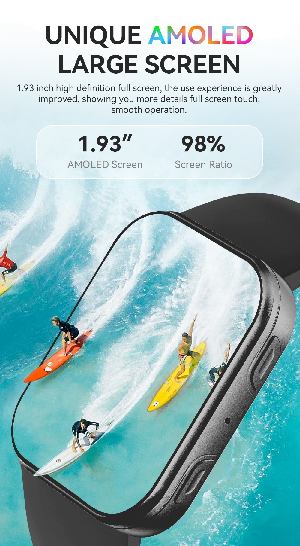 VALDUS New VS30 PRO Fitness Tracker Smartwatch Supports Bluetooth Calls Heart Rate Monitoring 1.93 Inch AMOLED Screen 1ATM Waterproof Unisex Smart Watch-Shenzhen Shengye Technology Co.,Ltd