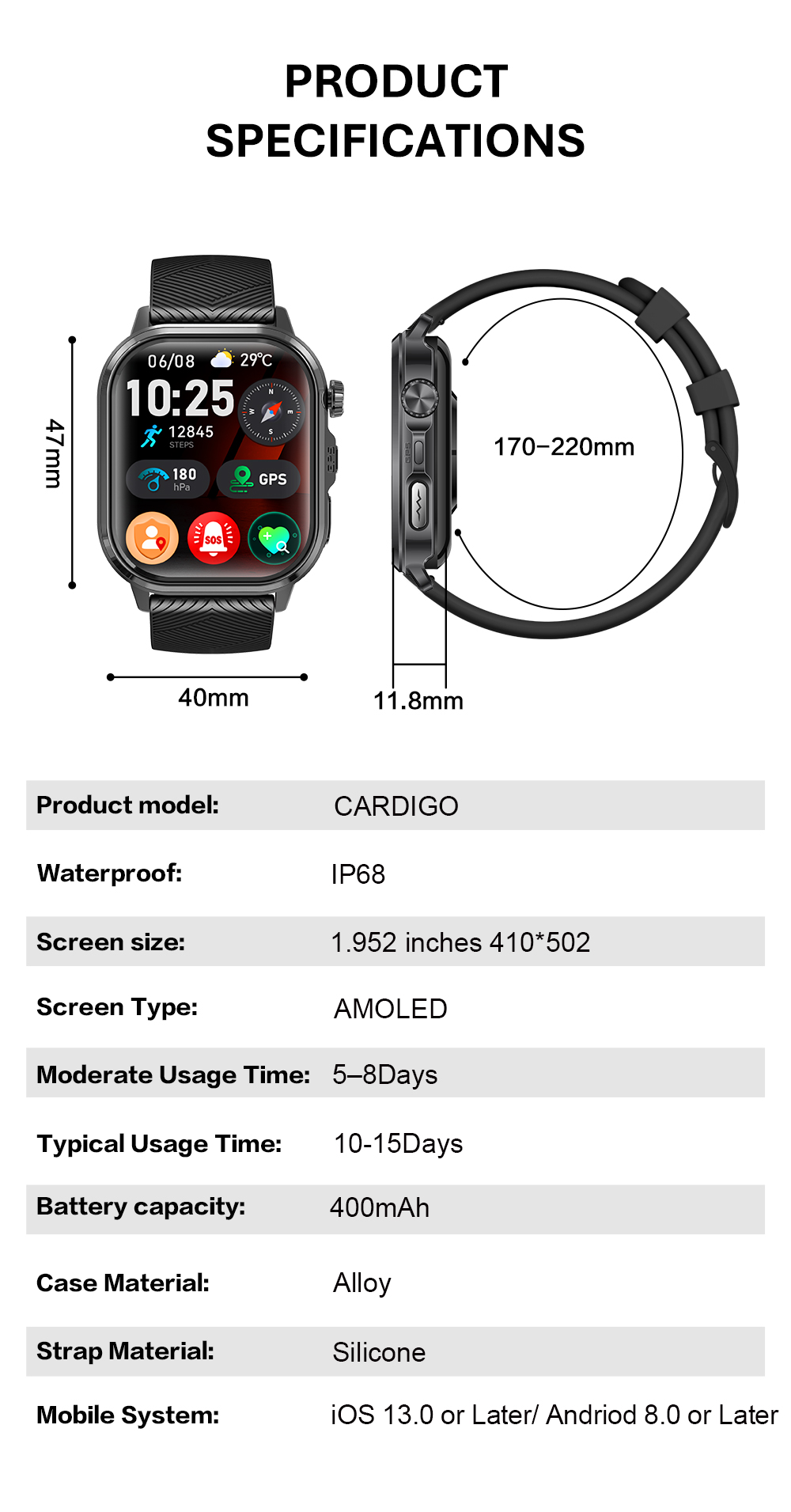 🌟VALDUS 2026 New Arrival — CARDIGO ECG + GPS Smartwatch！！！！-Shenzhen Shengye Technology Co.,Ltd