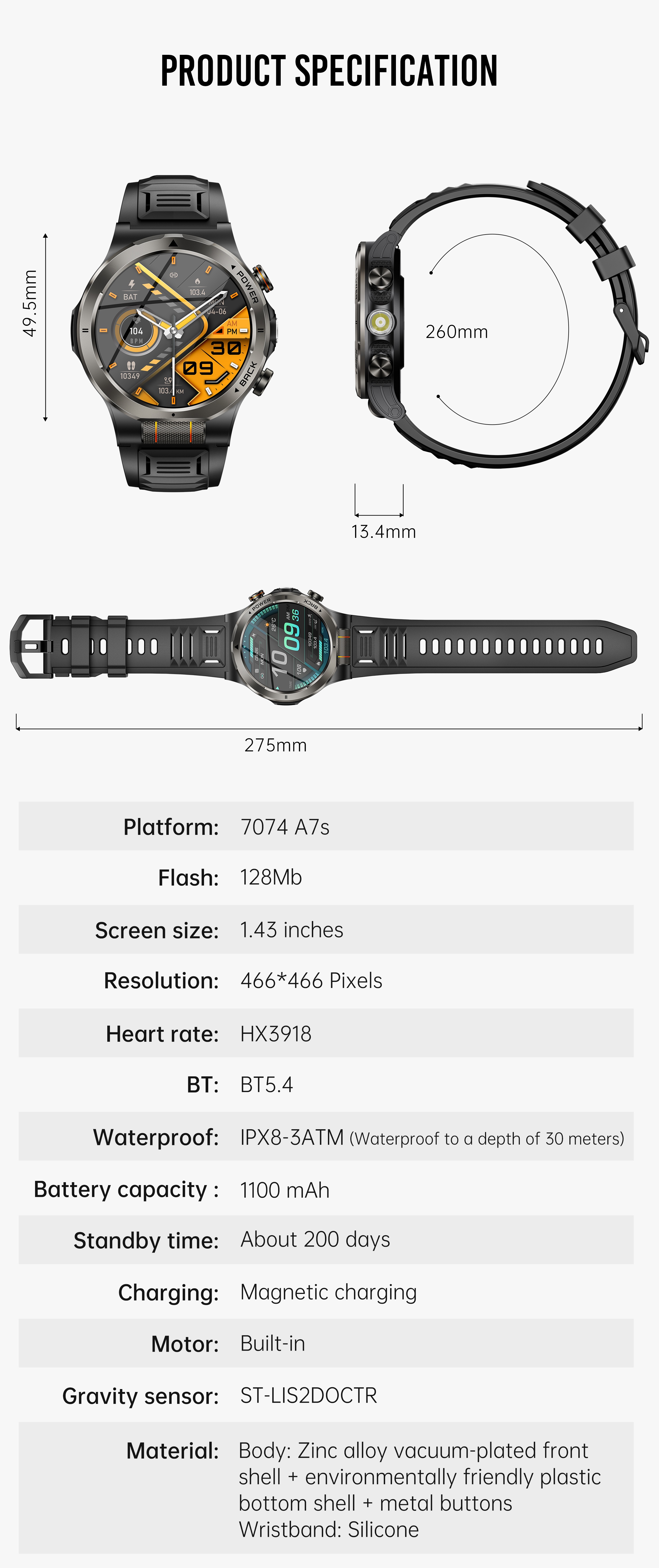 VALDUS New VD49 PRO Smart Watch Supports Health Monitoringmultiple Sports Modes Heart Rate Fitness Tracker Waterproof Smartwatch-Shenzhen Shengye Technology Co.,Ltd