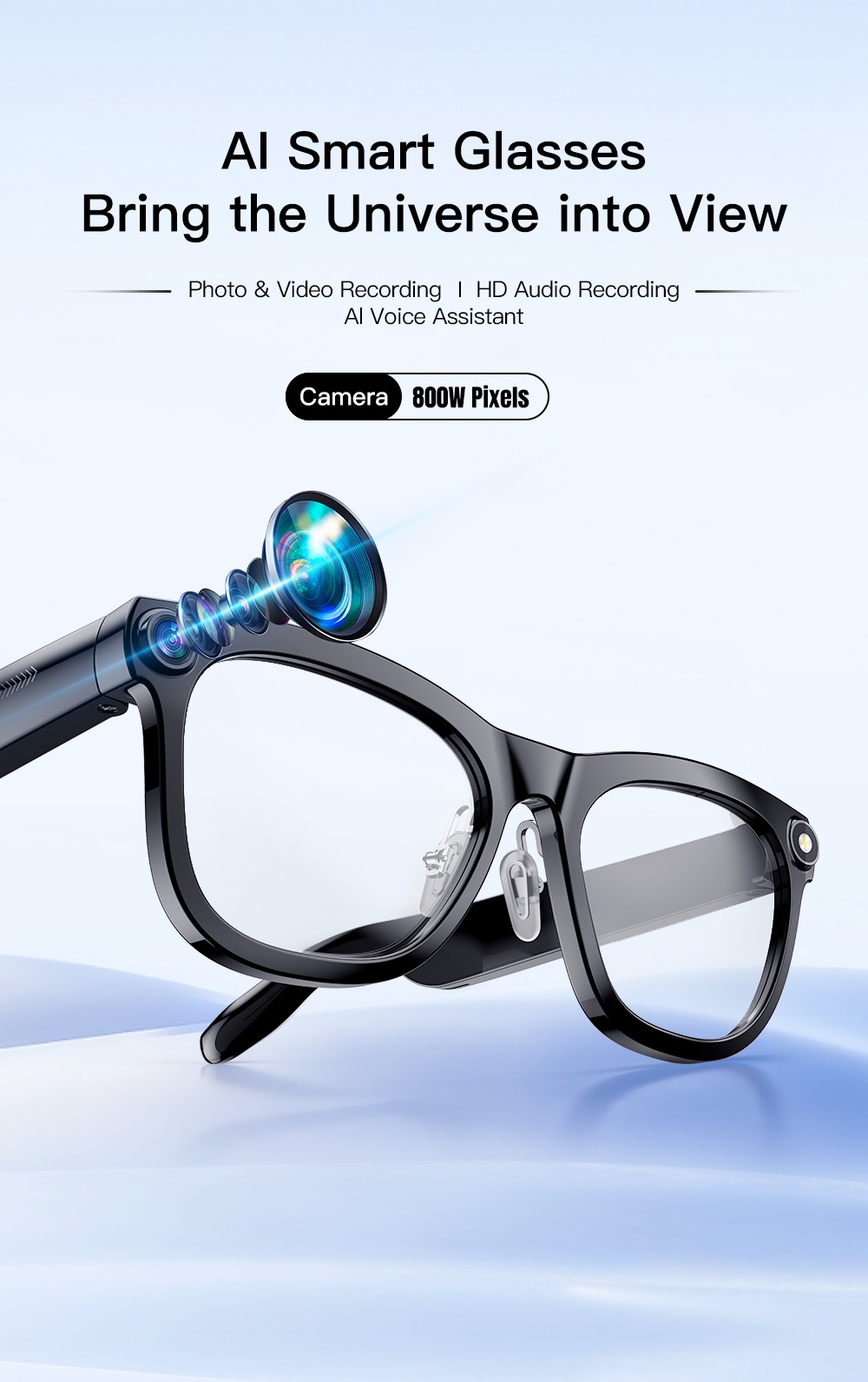 VALDUS 2026 New VIS02 Smart Glasses 800W HD Camera AI Translation Dual Microphone ENC Noise Reduction Smart Sunglasses-Shenzhen Shengye Technology Co.,Ltd