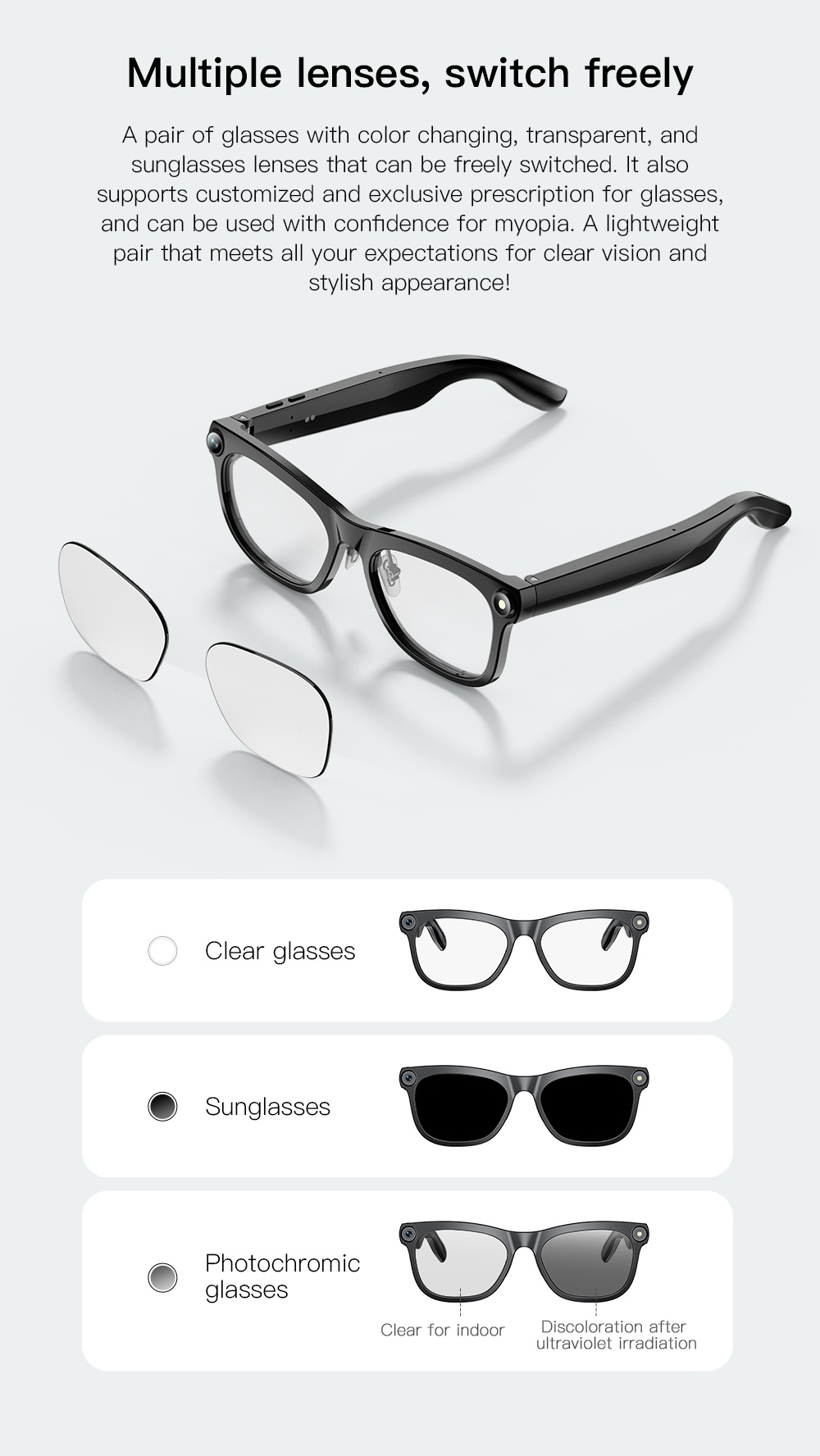 VALDUS 2026 New VIS02 Smart Glasses 800W HD Camera AI Translation Dual Microphone ENC Noise Reduction Smart Sunglasses-Shenzhen Shengye Technology Co.,Ltd