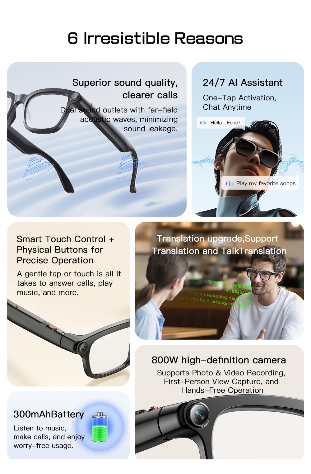 VALDUS 800W Pixel Smart Glasses with Camera, Smart Video Sunglasses Supporting Voice Recording, WiFi Transmission BT Calls VIS03 Smart Glasses-Shenzhen Shengye Technology Co.,Ltd