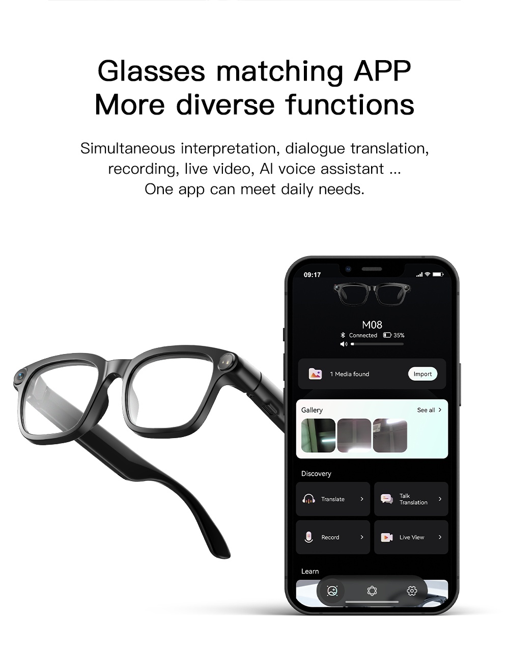 VALDUS 800W Pixel Smart Glasses with Camera, Smart Video Sunglasses Supporting Voice Recording, WiFi Transmission BT Calls VIS03 Smart Glasses-Shenzhen Shengye Technology Co.,Ltd