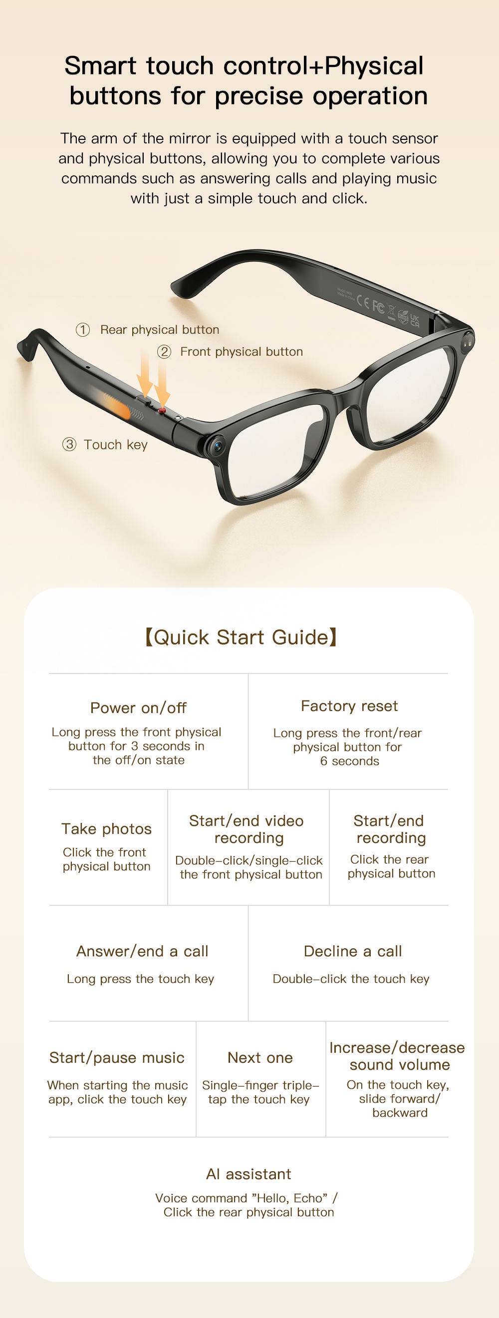 VALDUS 800W Pixel Smart Glasses with Camera, Smart Video Sunglasses Supporting Voice Recording, WiFi Transmission BT Calls VIS03 Smart Glasses-Shenzhen Shengye Technology Co.,Ltd