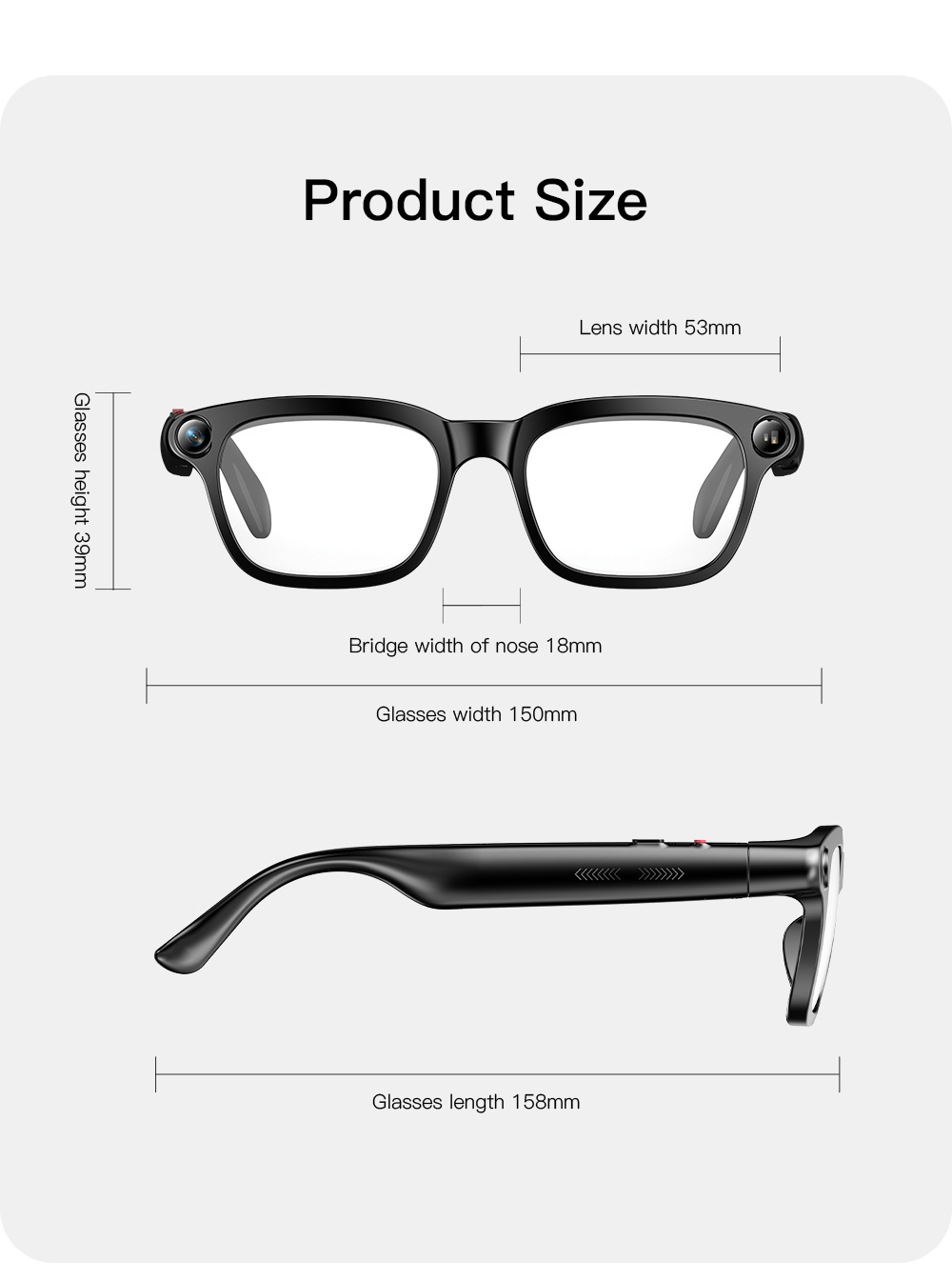 VALDUS 800W Pixel Smart Glasses with Camera, Smart Video Sunglasses Supporting Voice Recording, WiFi Transmission BT Calls VIS03 Smart Glasses-Shenzhen Shengye Technology Co.,Ltd