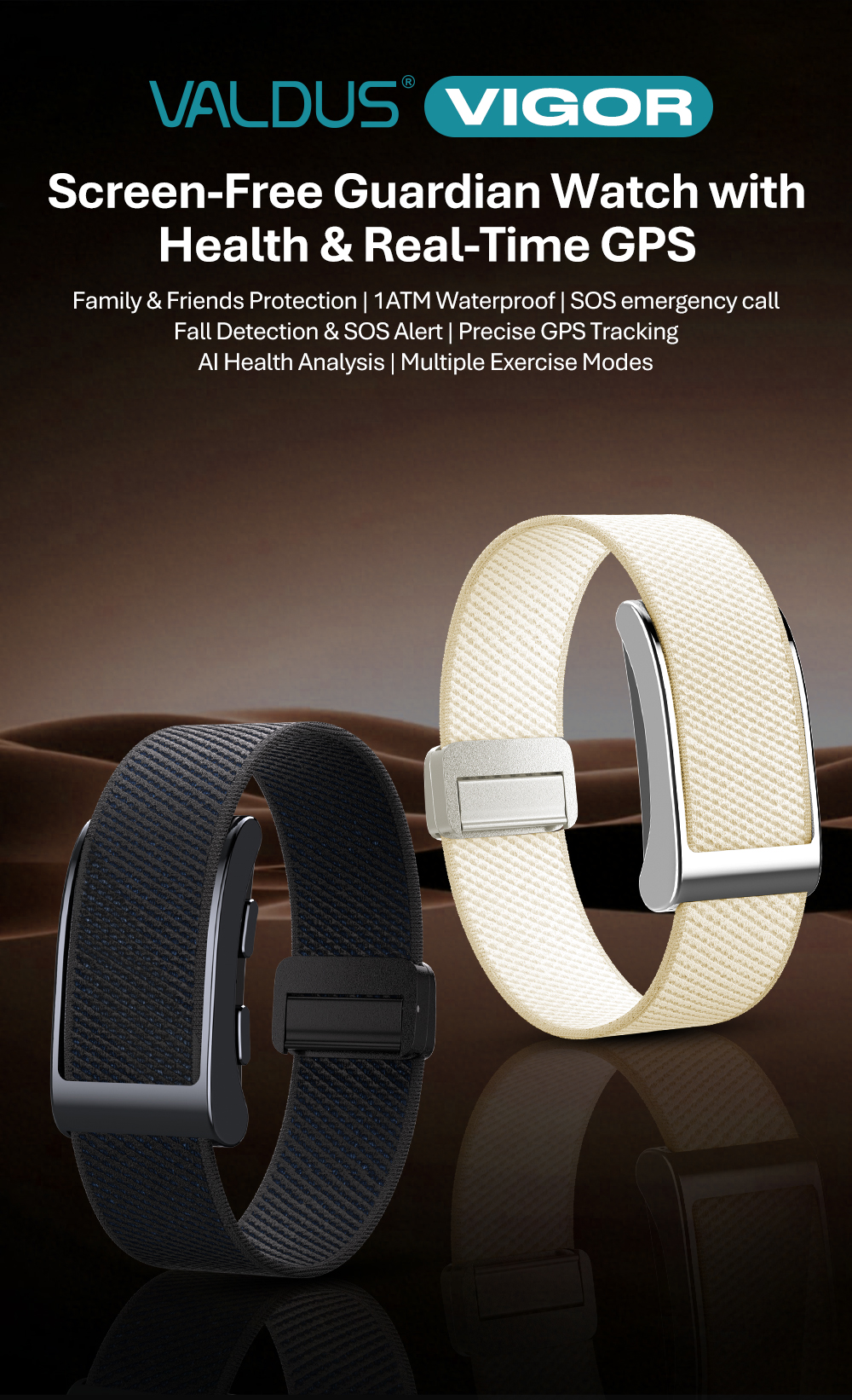 VALDUS 2026 VIGOR New Screenless Smartwatch Supports GPS Positioning SOS Emergency Health Monitoring Screenless Smartwatch-Shenzhen Shengye Technology Co.,Ltd