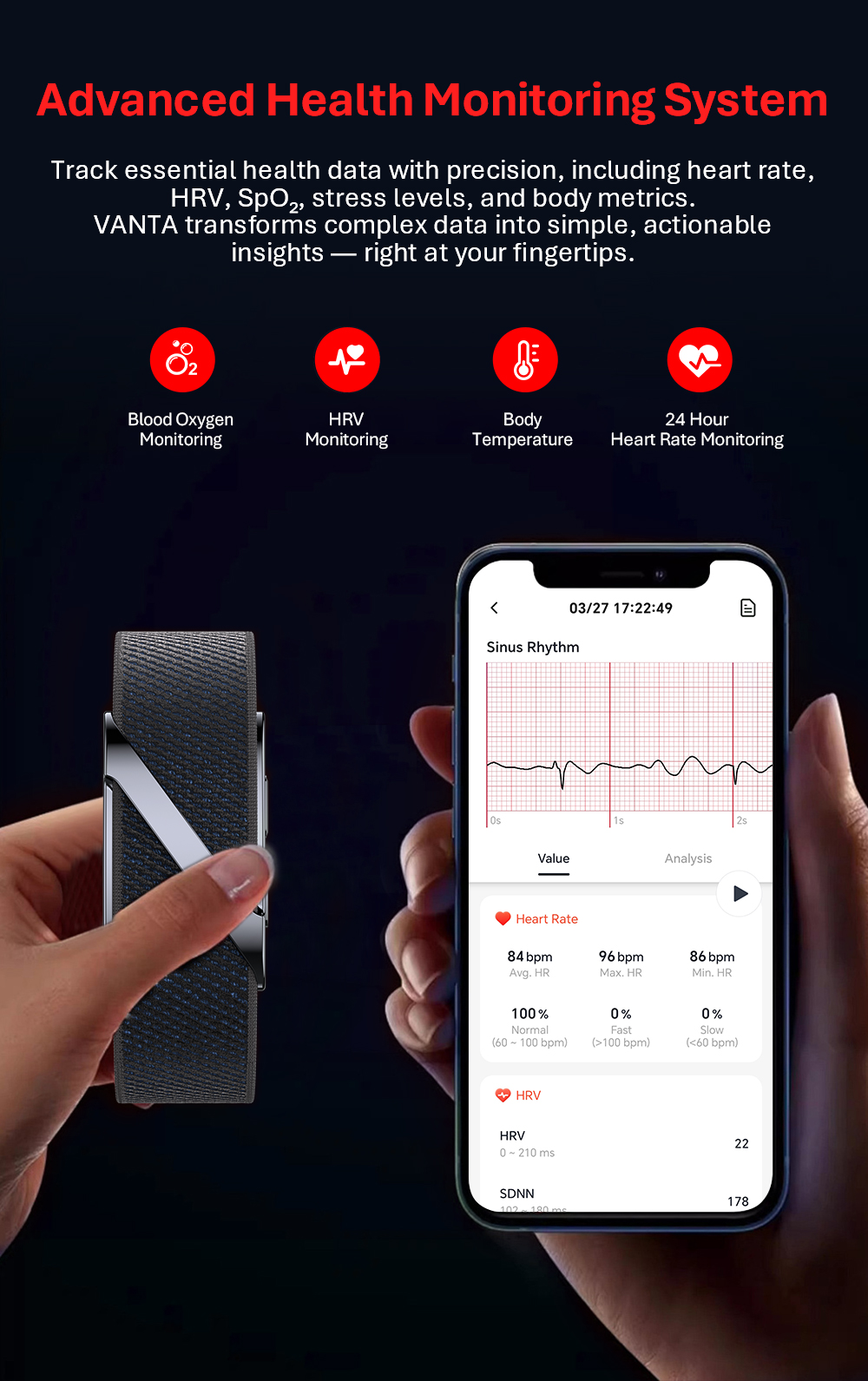 VALDUS VANTA New Screenless Smart Watch Supports ECG Monitoring Multiple Sports Modes Womens Health Reminder Screenless Smartwatch-Shenzhen Shengye Technology Co.,Ltd